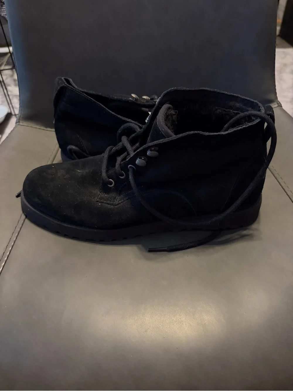UGG Women’s Black Suede Lace-Up Ankle Boots